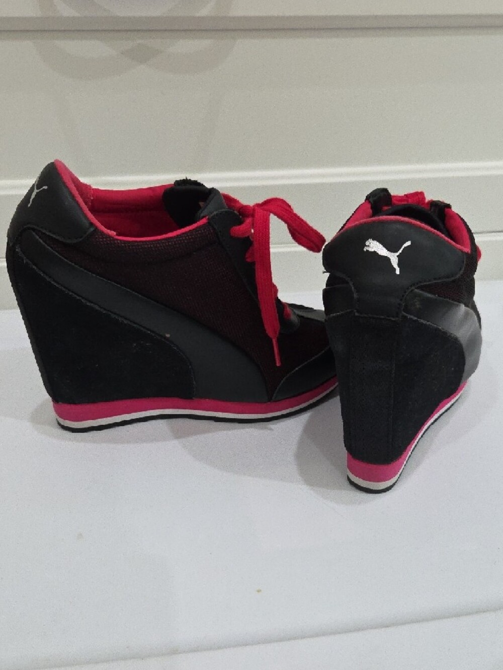 Puma Black and Hot Pink Wedge Sneaker - Picture 6 of 8